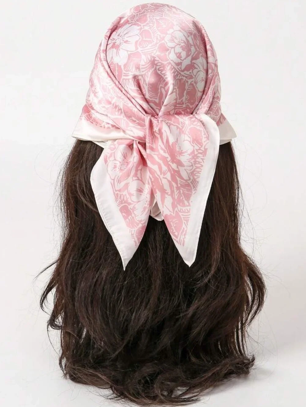 Pink & White Floral Neck Scarf - Women's Accessory 27.5”